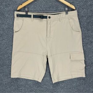 Gerry Shorts Mens 38 Beige Tan Cargo Pocket Belted Nylon Stretch Hiking Outdoors